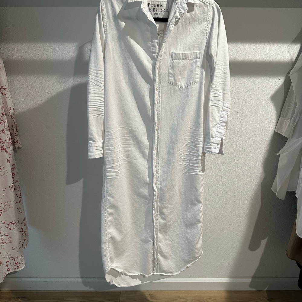Frank & Eileen Crisp White Long Shirt Dress - Picture 2 of 4